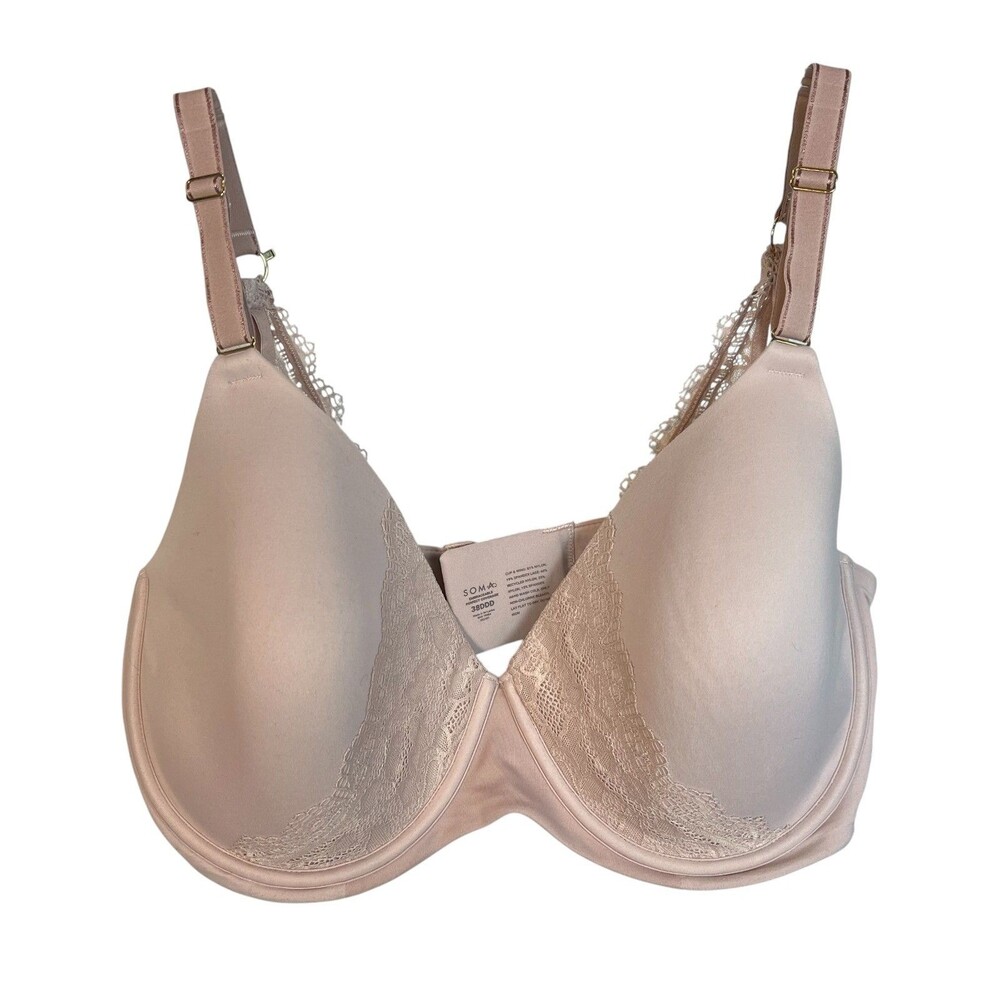 Soma Embraceable Enchanting Lace Bra  38DDD  Full Coverage Underwire Tan